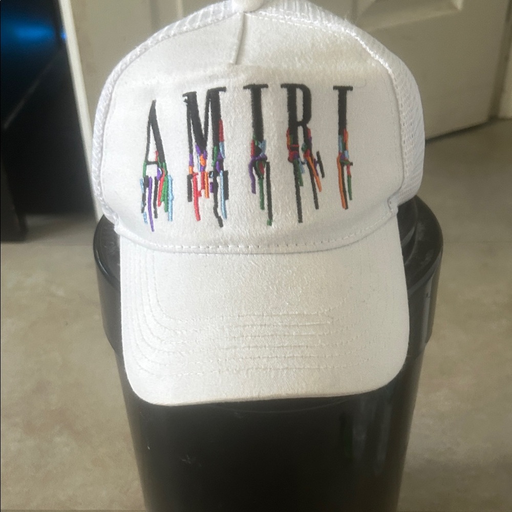 AMIRI White Cap with embroidered Paint drip logo